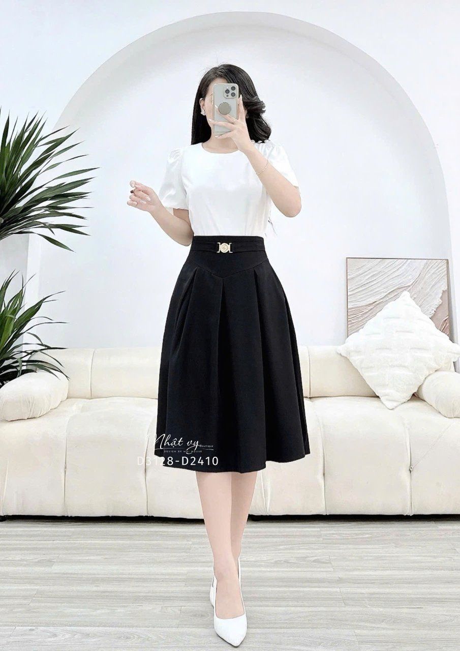 Chân váy xếp ly thắt dây belt kiểu - D3128