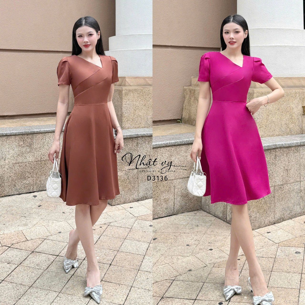 Đầm nhún ngực cách điệu form dáng xoè - D3136