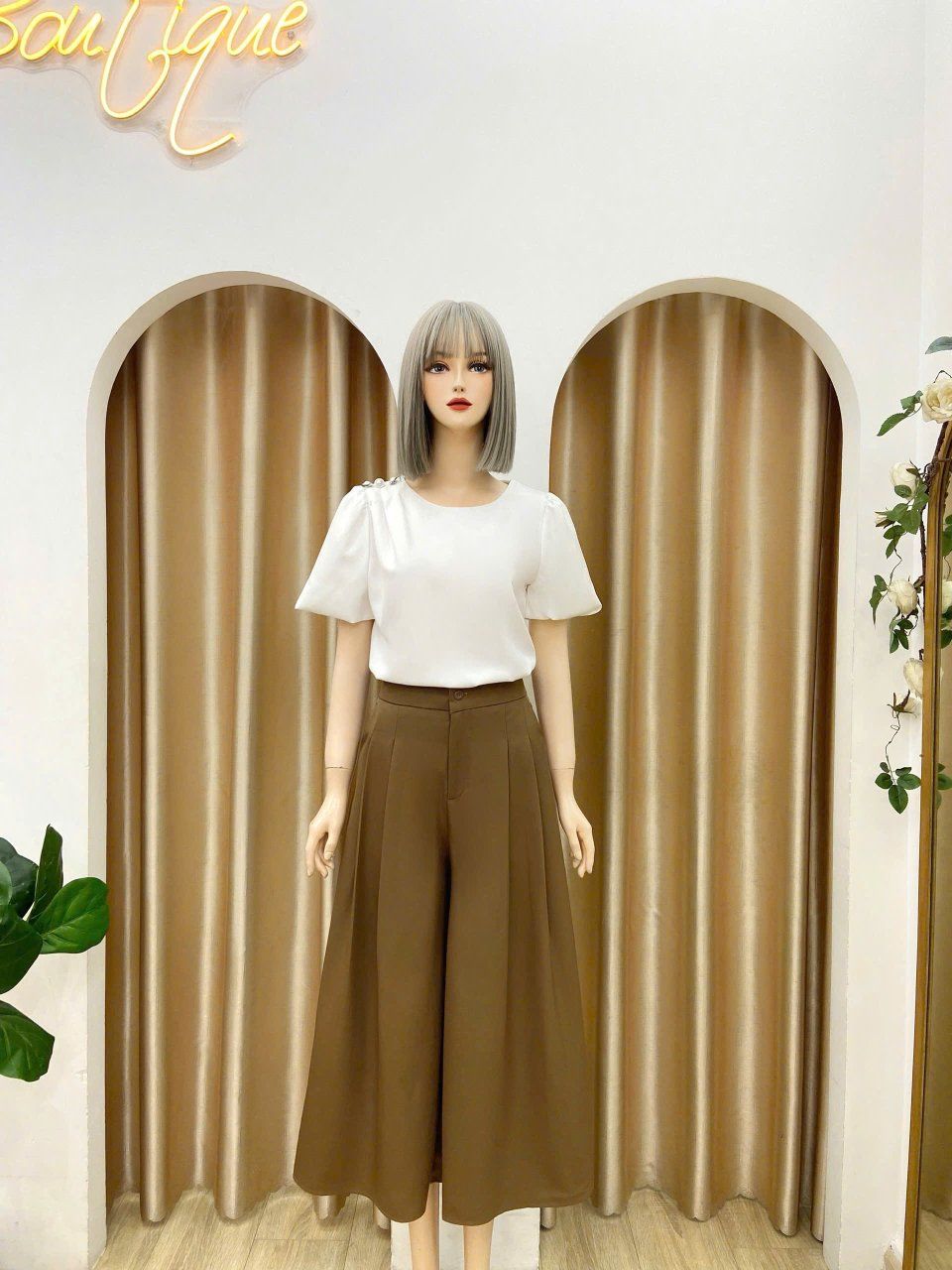 Quần giả váy ống rộng form dáng dài - D3143
