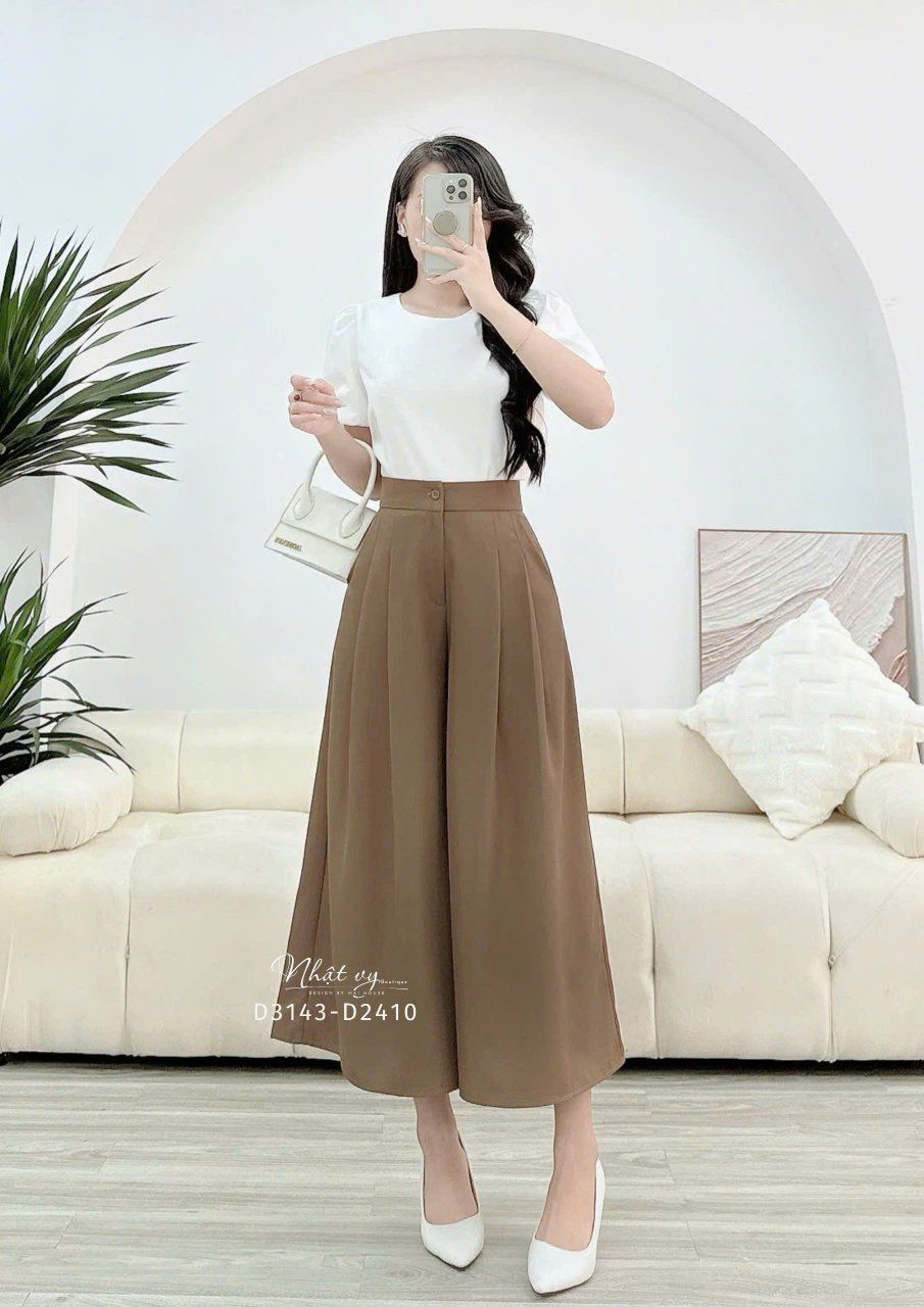 Quần giả váy ống rộng form dáng dài - D3143