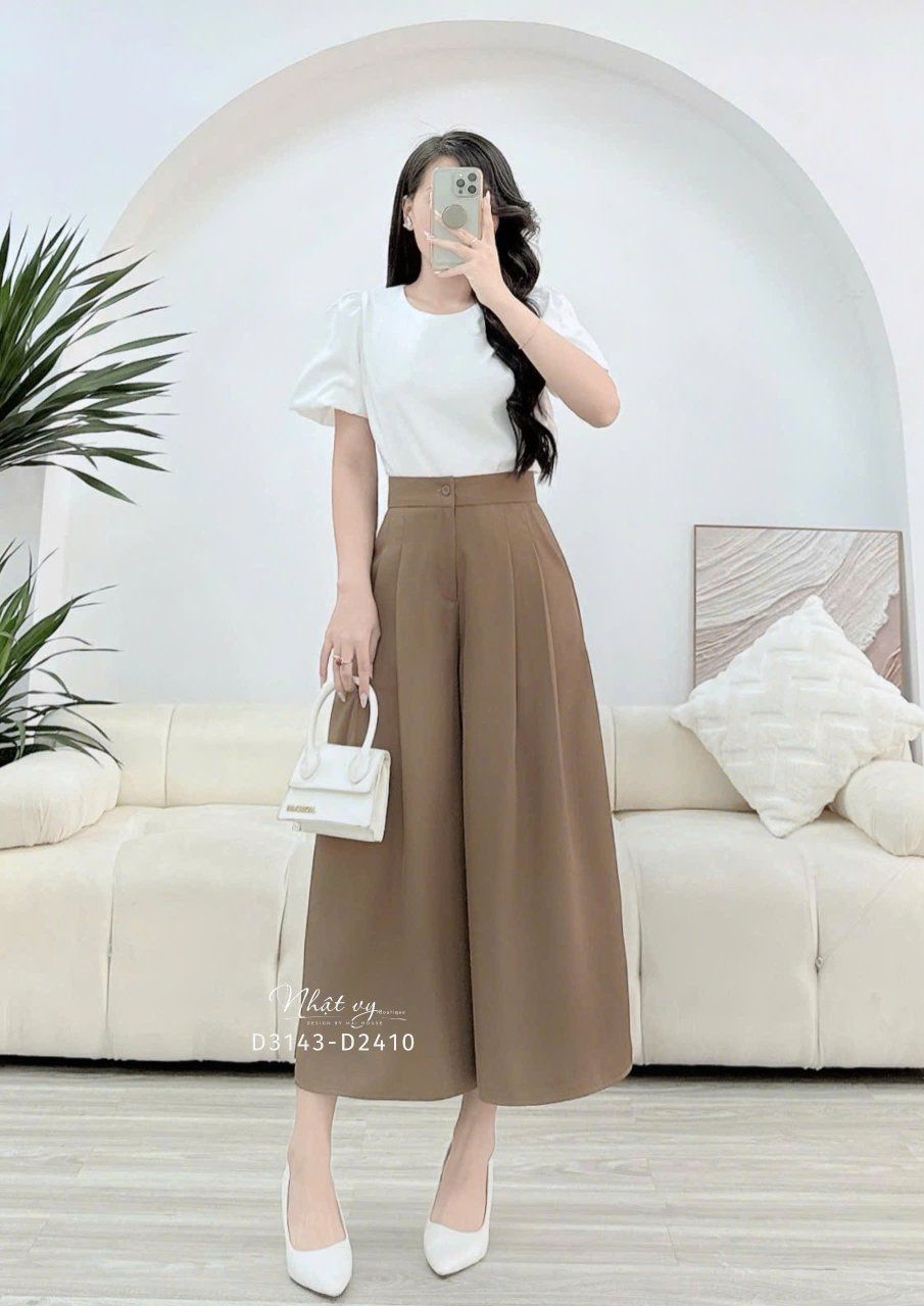 Quần giả váy ống rộng form dáng dài - D3143
