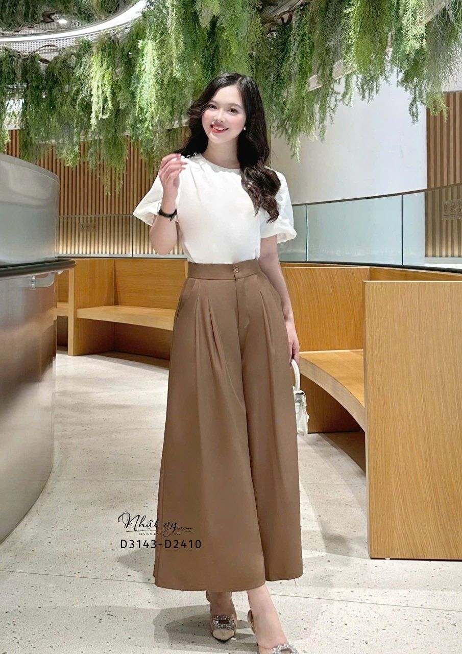 Quần giả váy ống rộng form dáng dài - D3143