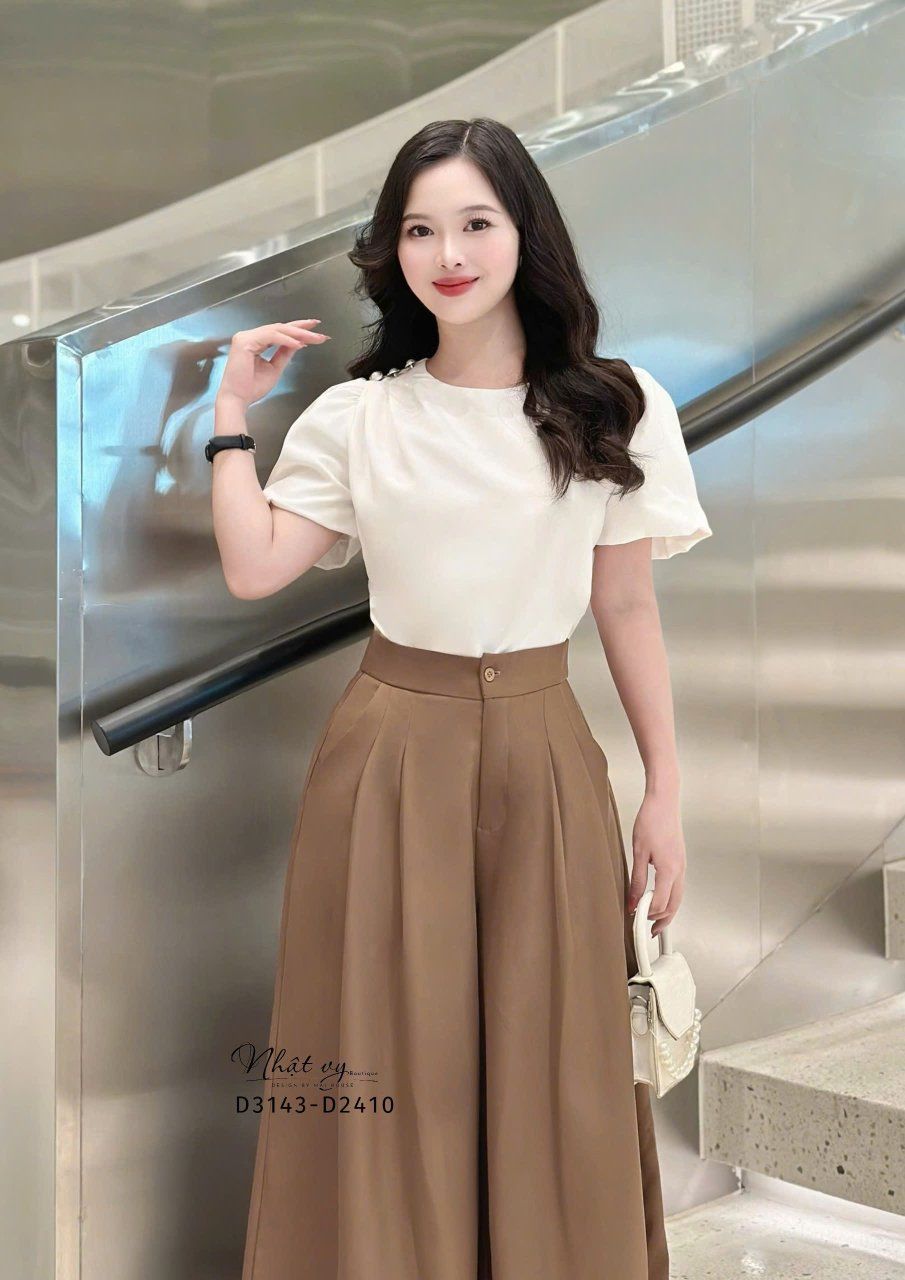 Quần giả váy ống rộng form dáng dài - D3143