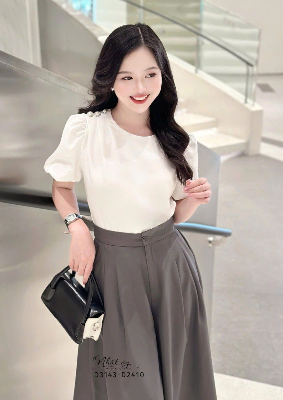 Quần giả váy ống rộng form dáng dài - D3143