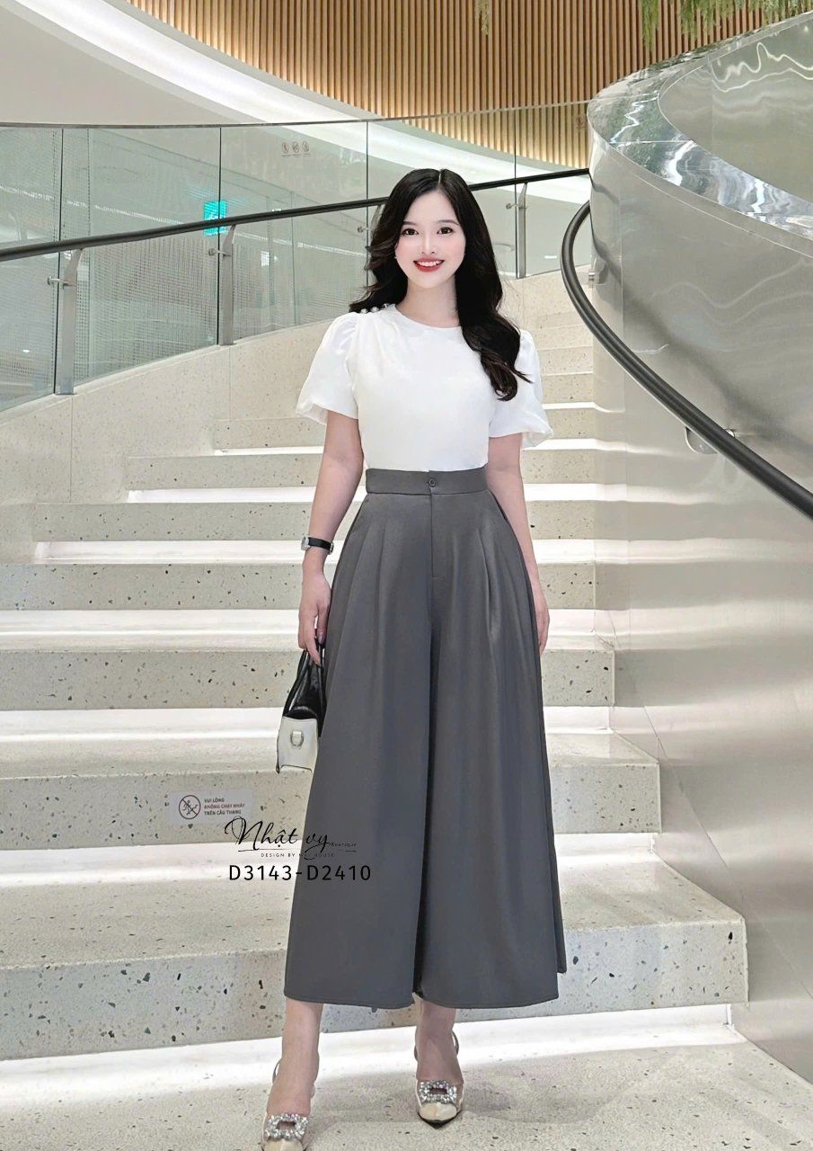 Quần giả váy ống rộng form dáng dài - D3143