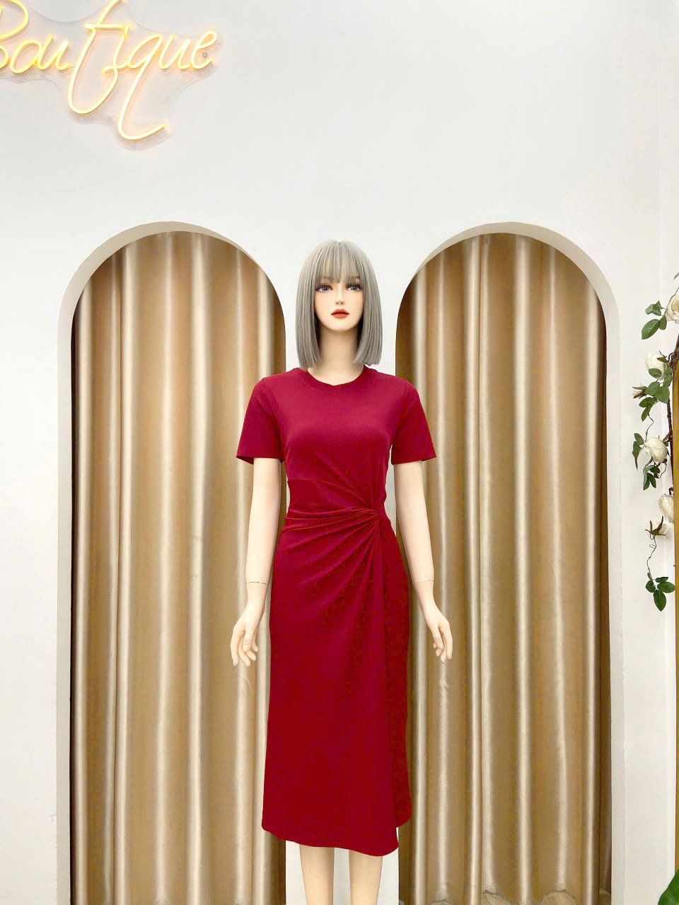 Đầm thun cổ tròn form dáng ôm - D3150