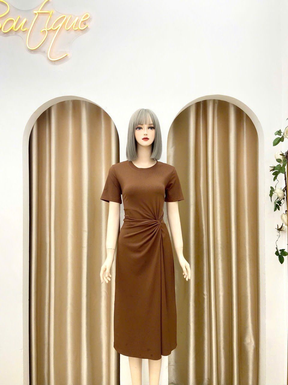 Đầm thun cổ tròn form dáng ôm - D3150
