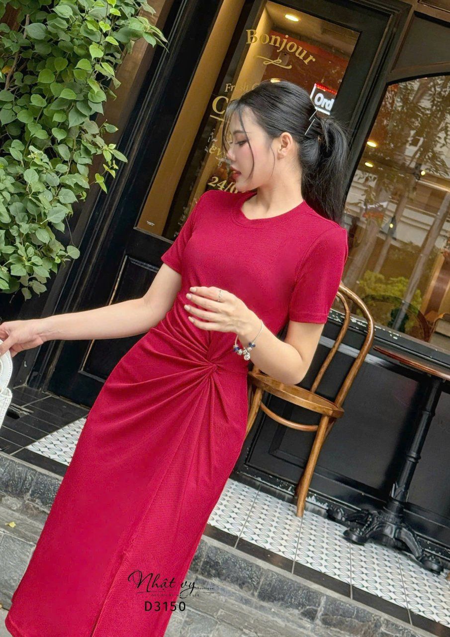 Đầm thun cổ tròn form dáng ôm - D3150