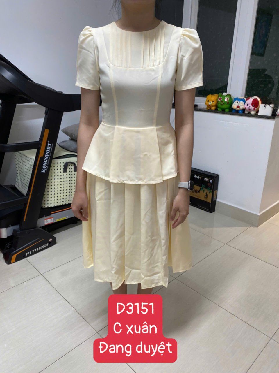Đầm peplum cổ tròn tay nhún phồng - D3151