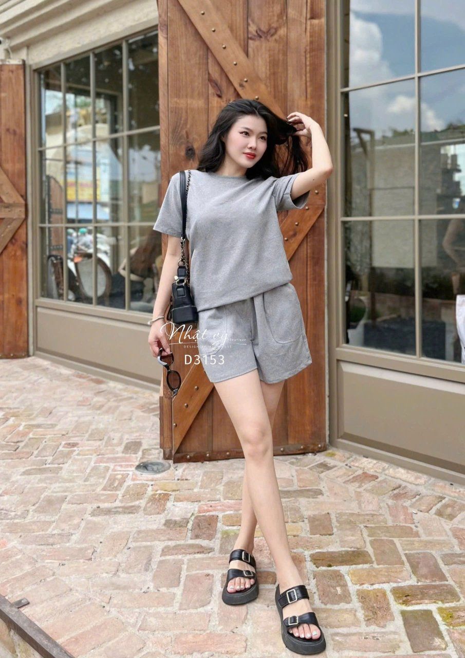Set bộ đùi trơn cổ tròn - D3153