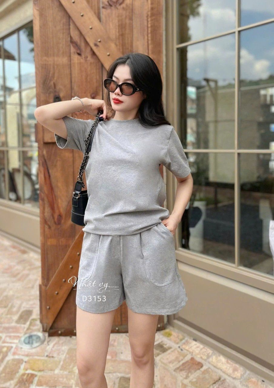 Set bộ đùi trơn cổ tròn - D3153