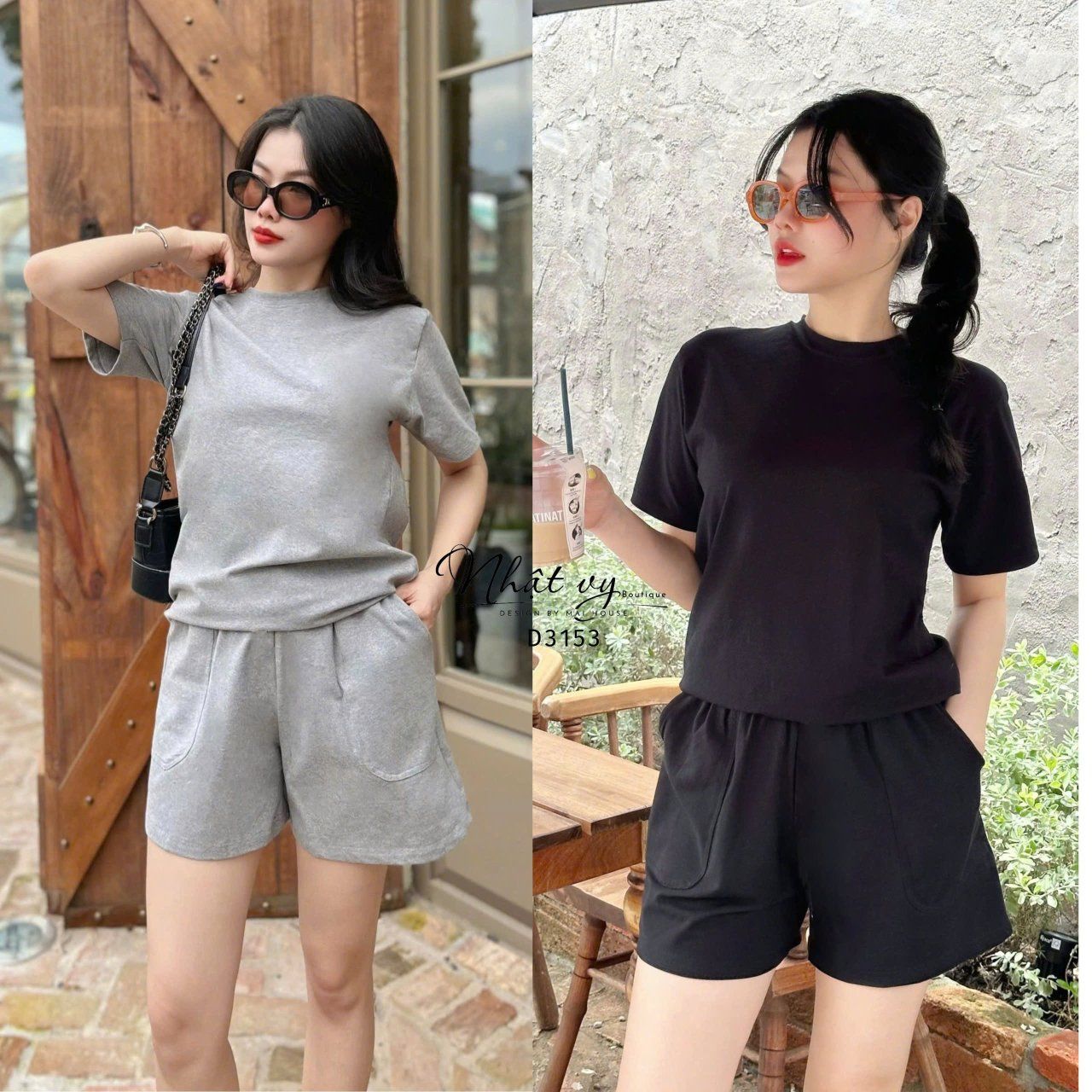Set bộ đùi trơn cổ tròn - D3153