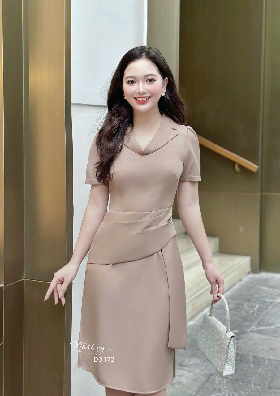 Đầm cổ bèo xếp ly cách điệu form dáng ôm - D3172