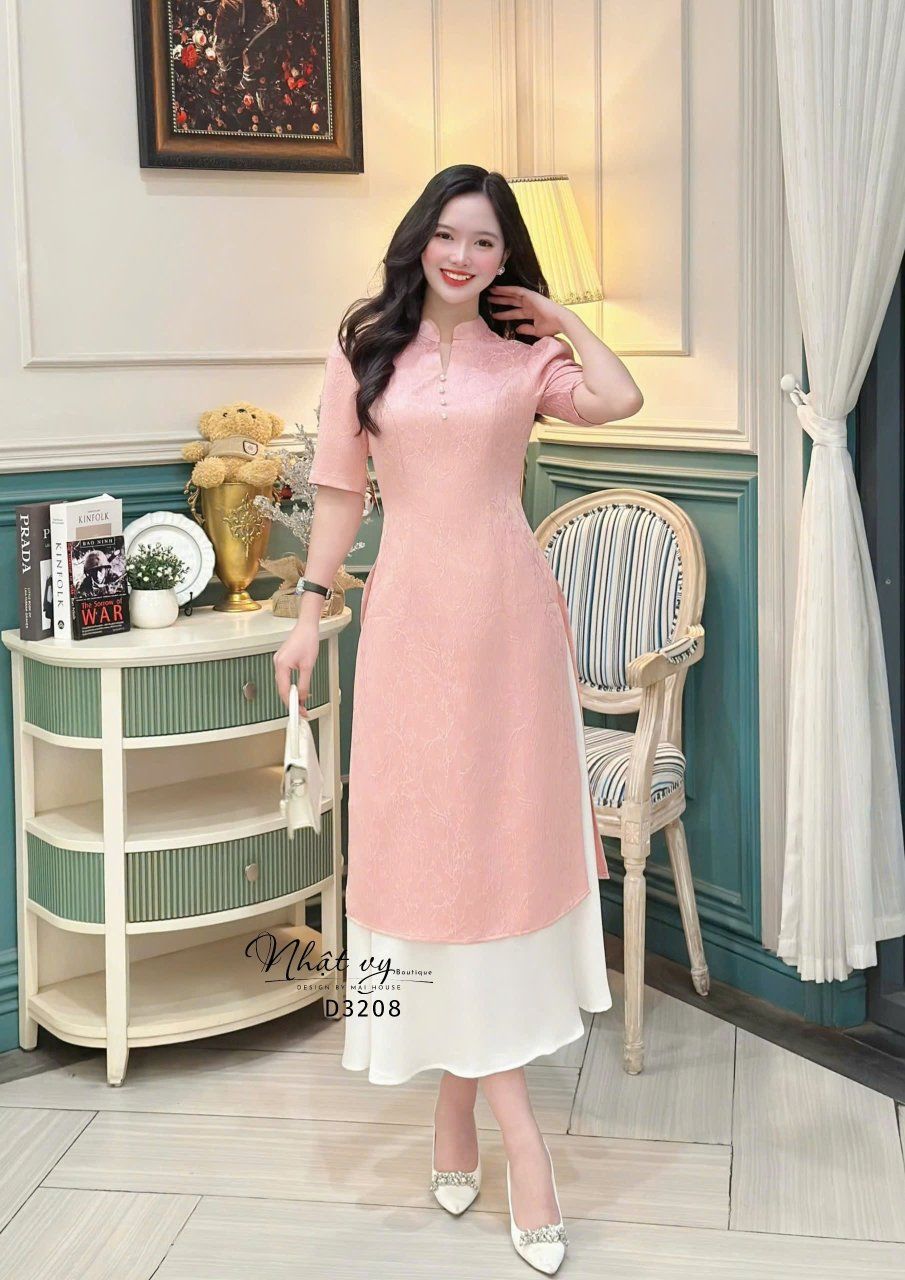 Áo dài cách tân cổ tàu đính hạt ngọc - D3208