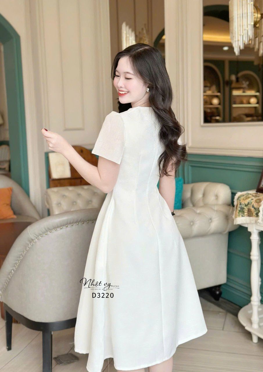 Đầm dáng xoè phối cổ bèo cách điệu - D3220