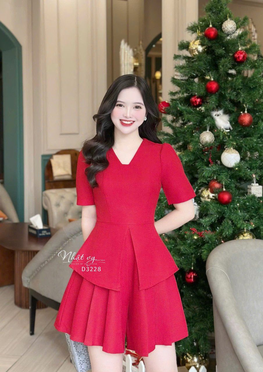 Set áo peplum phối quần xếp ly - D3228