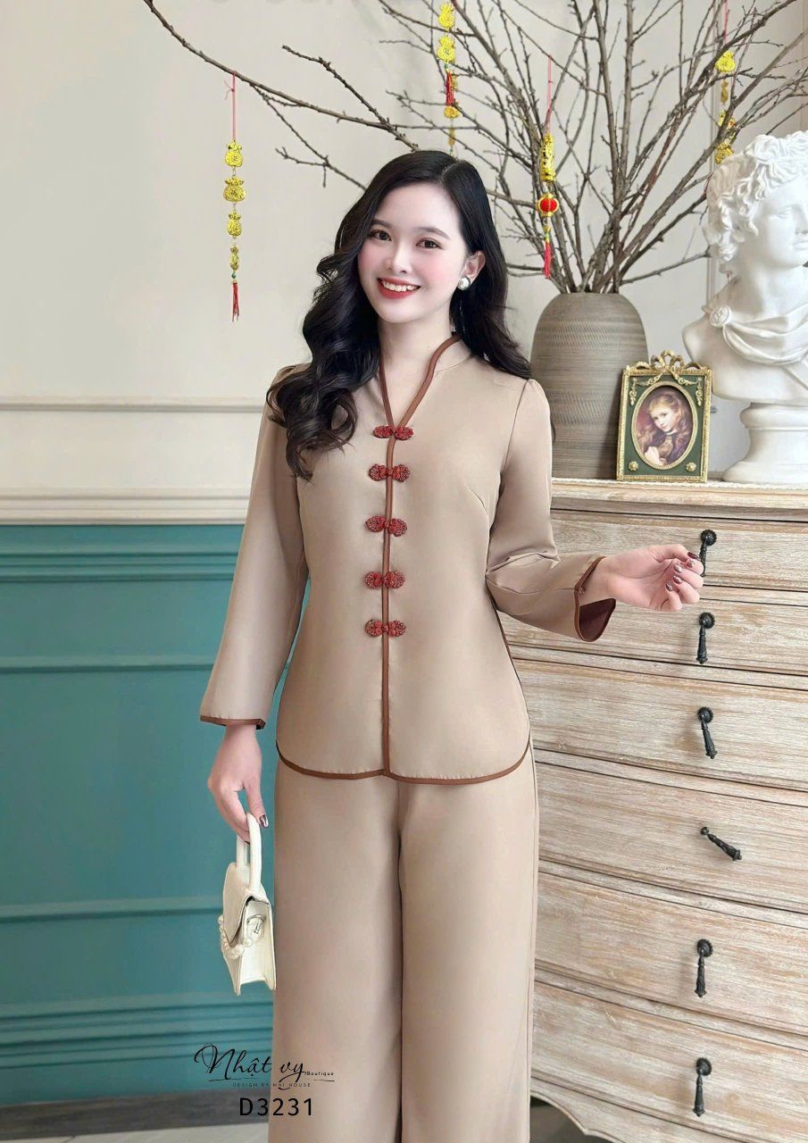Set đồ lam cổ tàu tay lửng - D3231