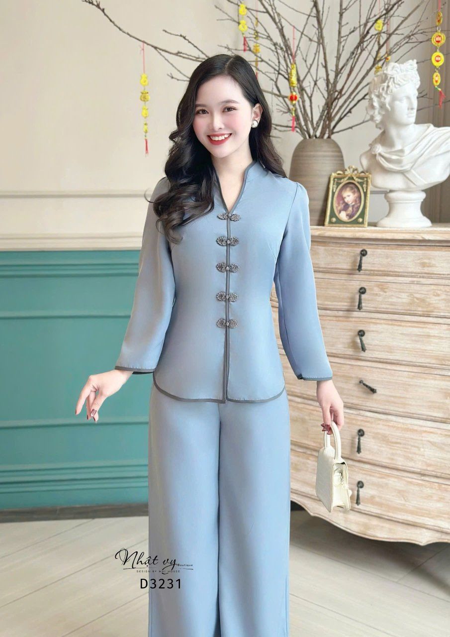 Set đồ lam cổ tàu tay lửng - D3231