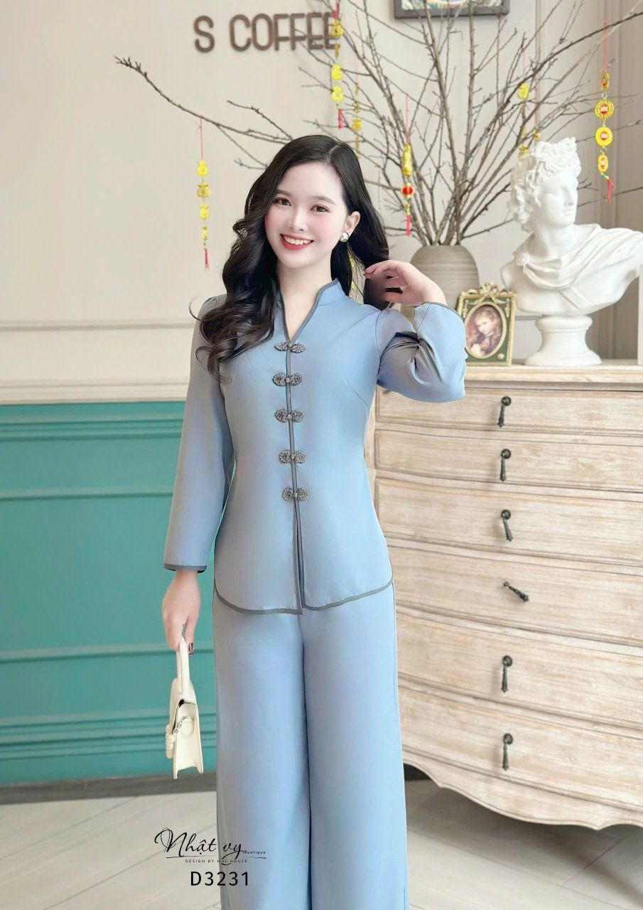 Set đồ lam cổ tàu tay lửng - D3231