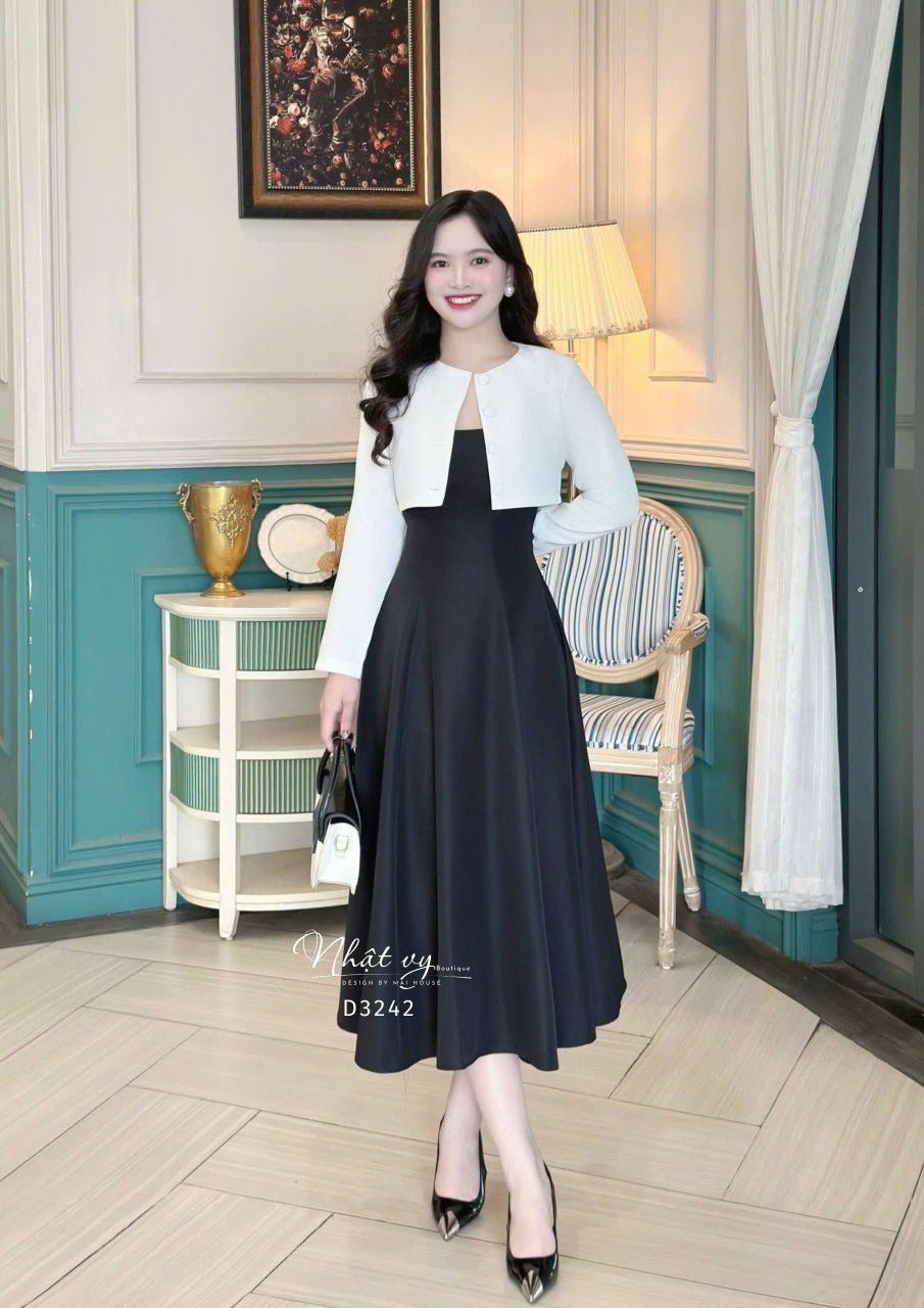 Đầm 2 dây form dáng xoè - D3242