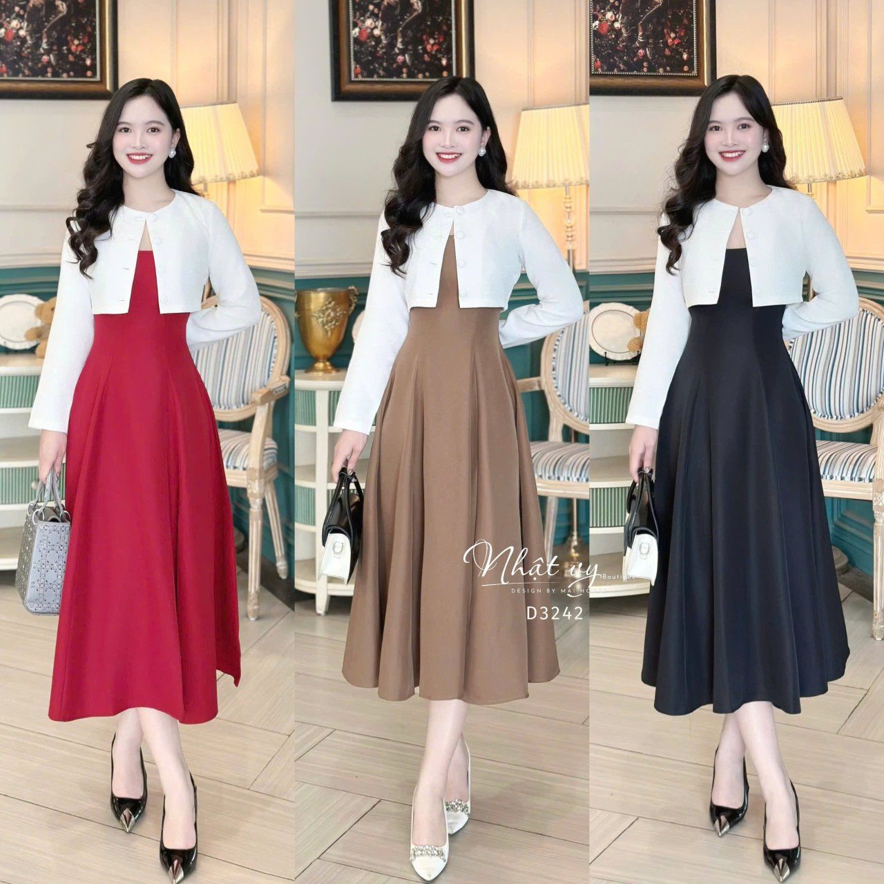 Đầm 2 dây form dáng xoè - D3242