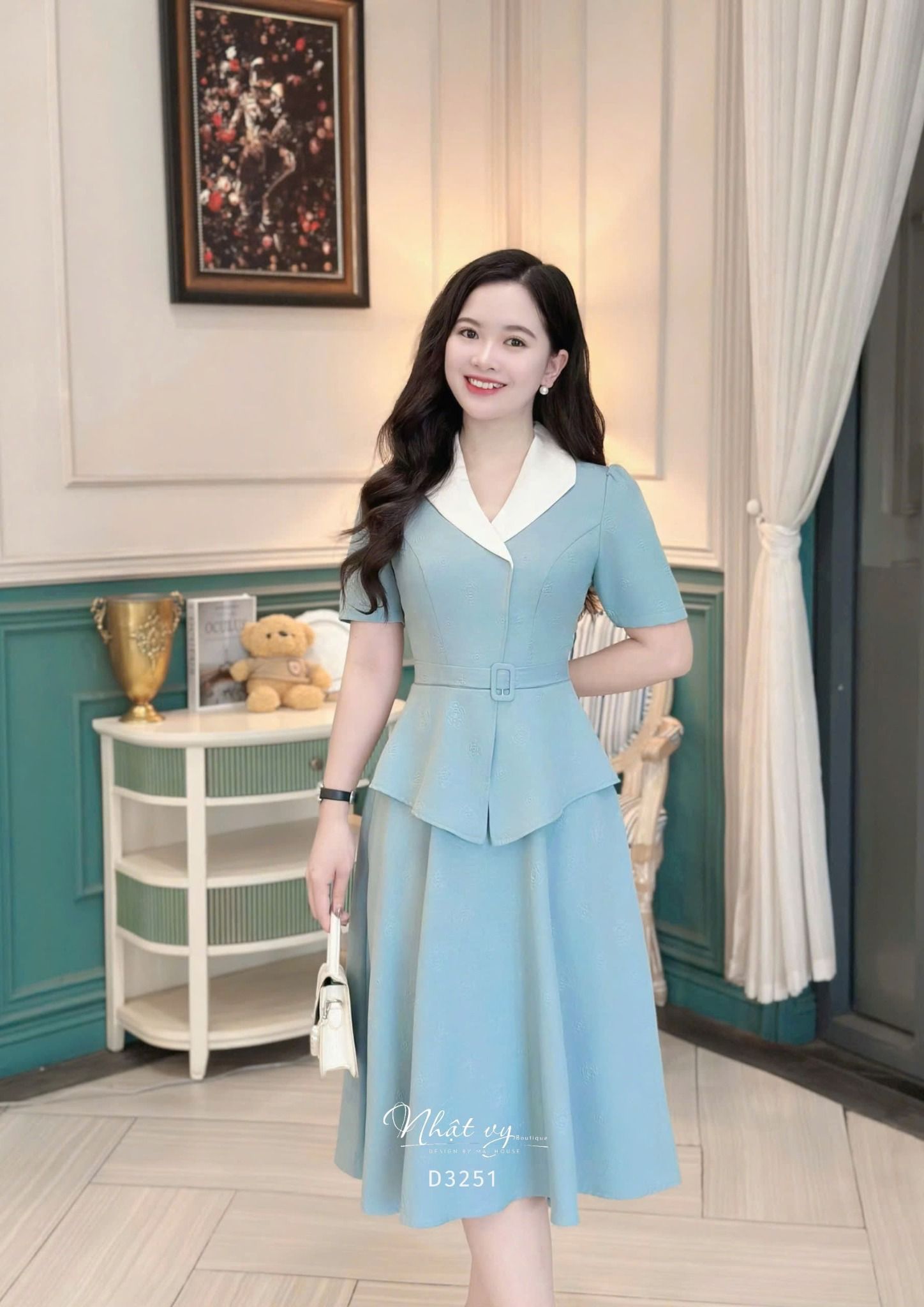 Đầm peplum cổ bèo form dáng xoè - D3251