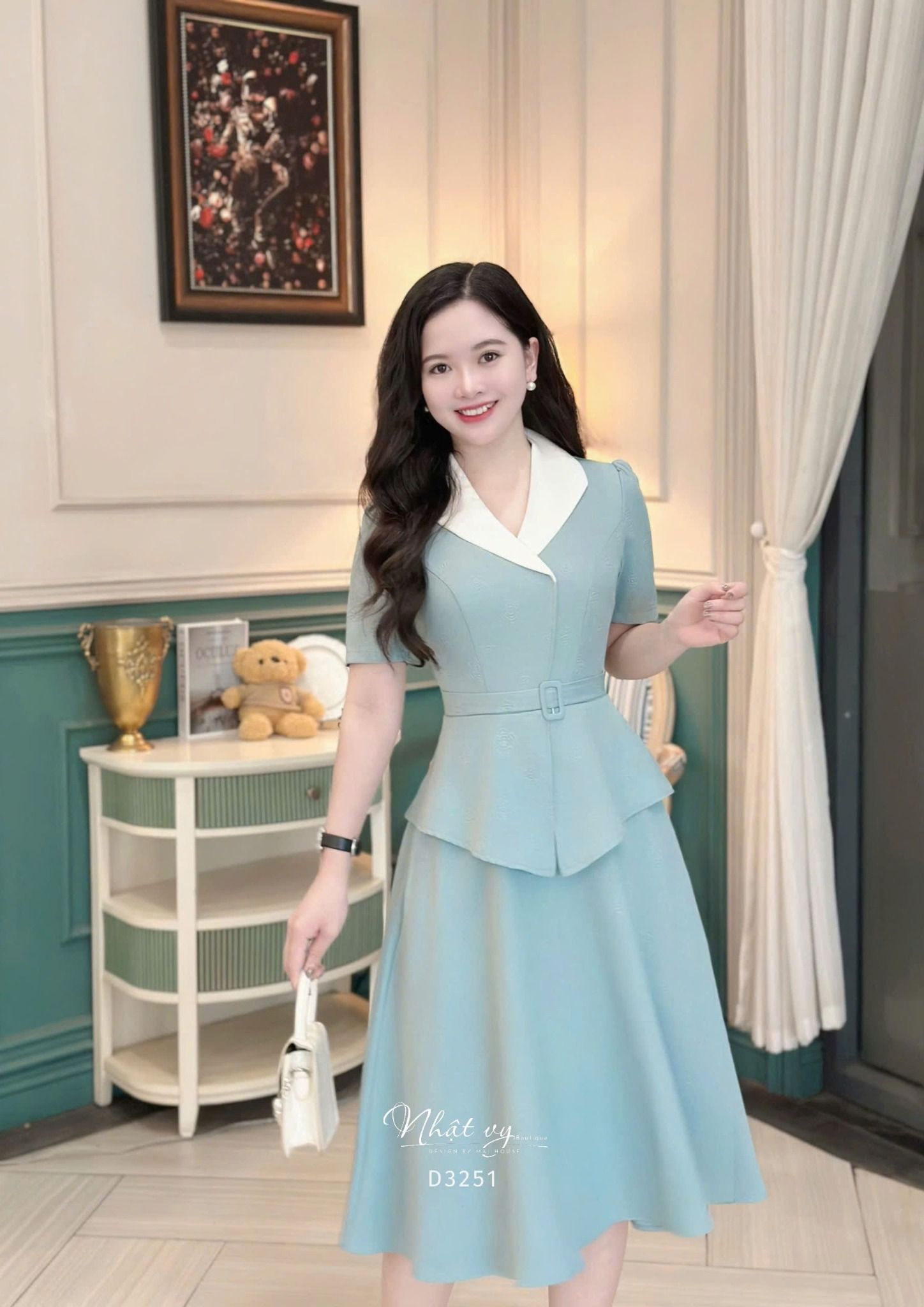 Đầm peplum cổ bèo form dáng xoè - D3251