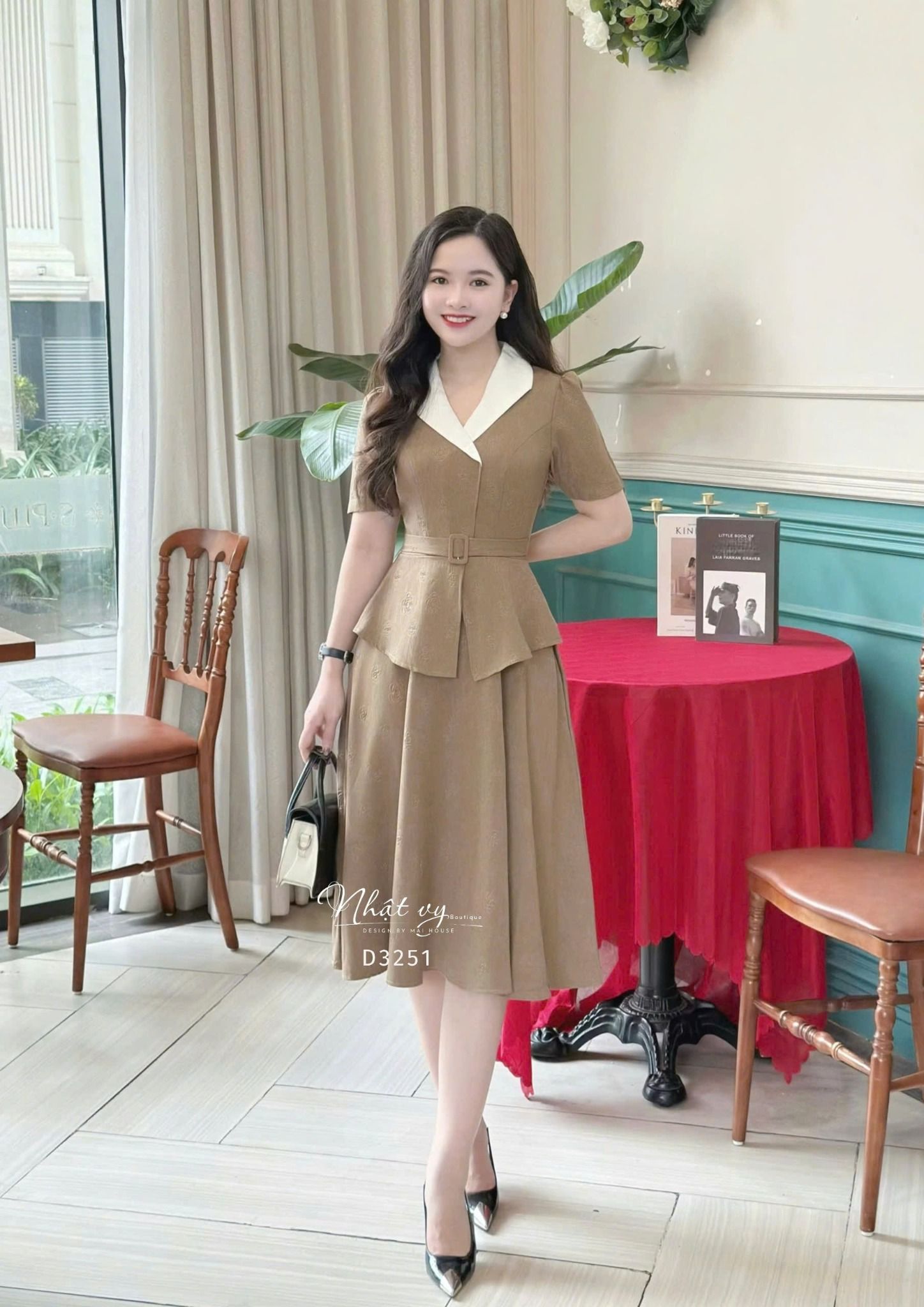 Đầm peplum cổ bèo form dáng xoè - D3251