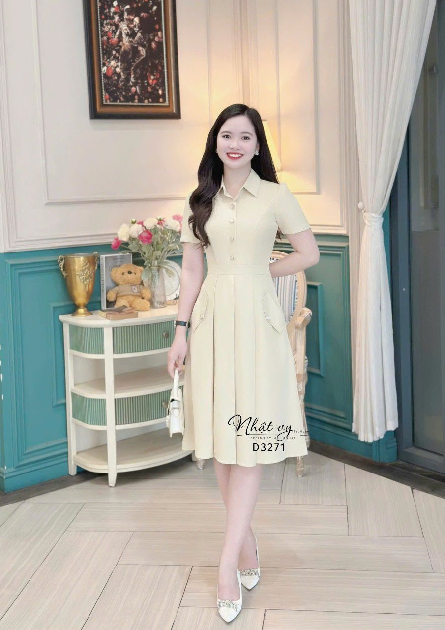 Đầm sơ mi nút kiểu form dáng xoè - D3271