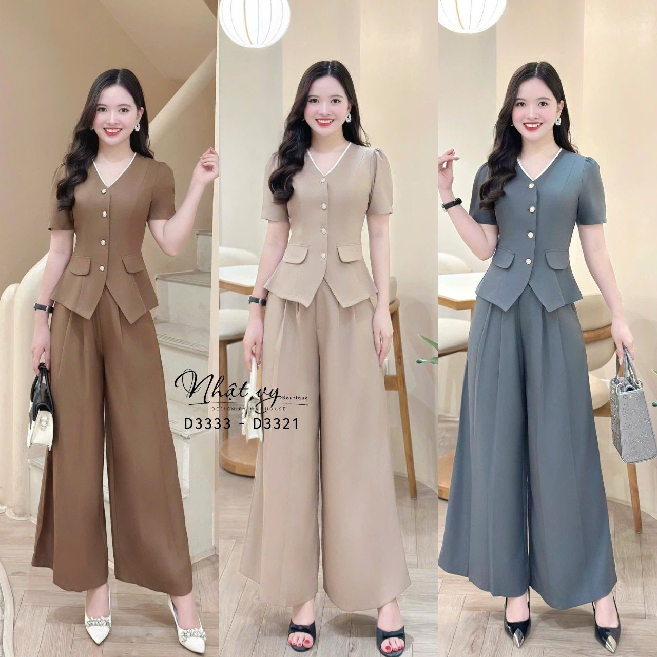 Quần tây ống rộng form dáng dài - D3333