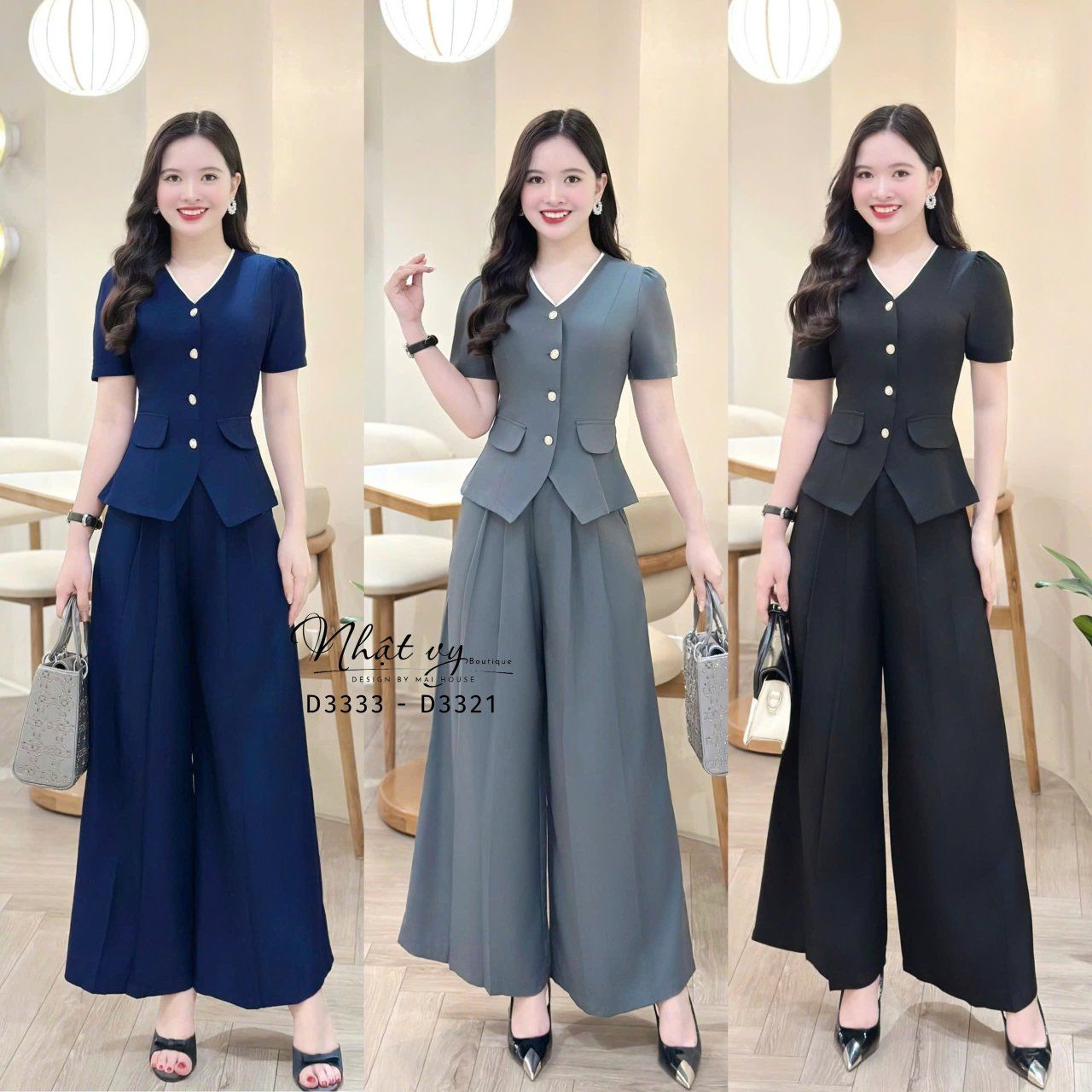 Quần tây ống rộng form dáng dài - D3333
