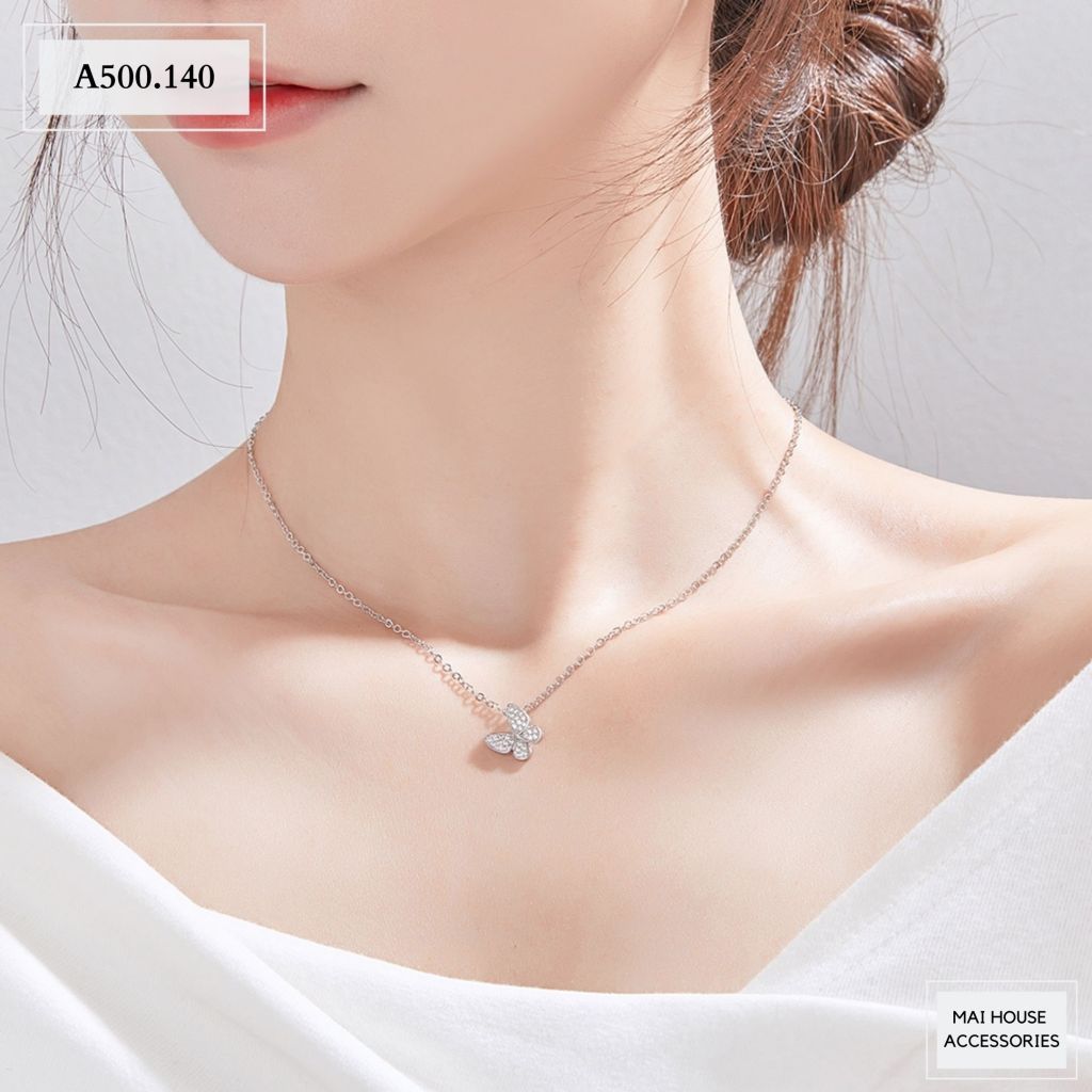 DÂY CHUYỀN MẶT BƯỚM ĐÍNH ĐÁ A500