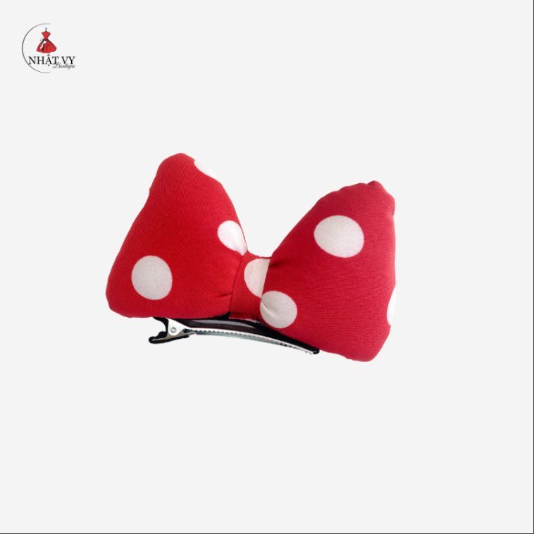 KẸP TÓC NƠ TO CHẤM BI ĐỎ - A520