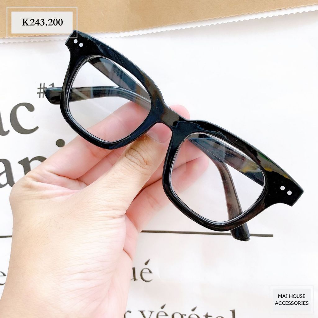 Kính giả cận gọng đen 2 chấm K243