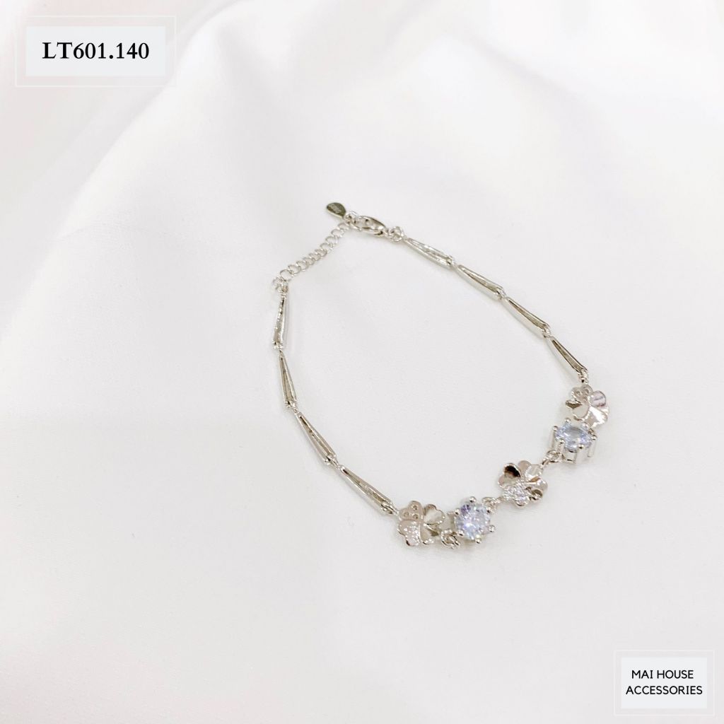 LẮC TAY CỎ 4 LÁ ĐÍNH ĐÁ - LT601