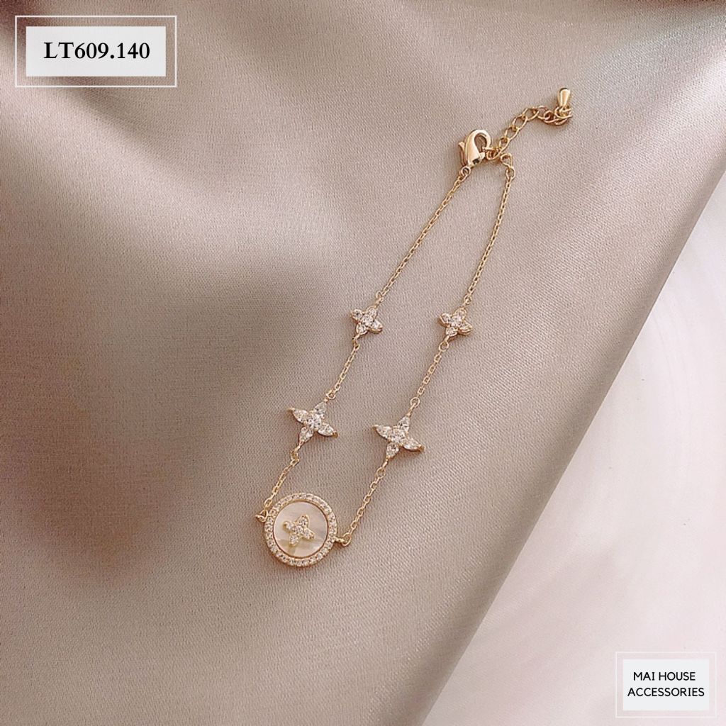Lắc tay hoa phối mặt tròn đá - LT609