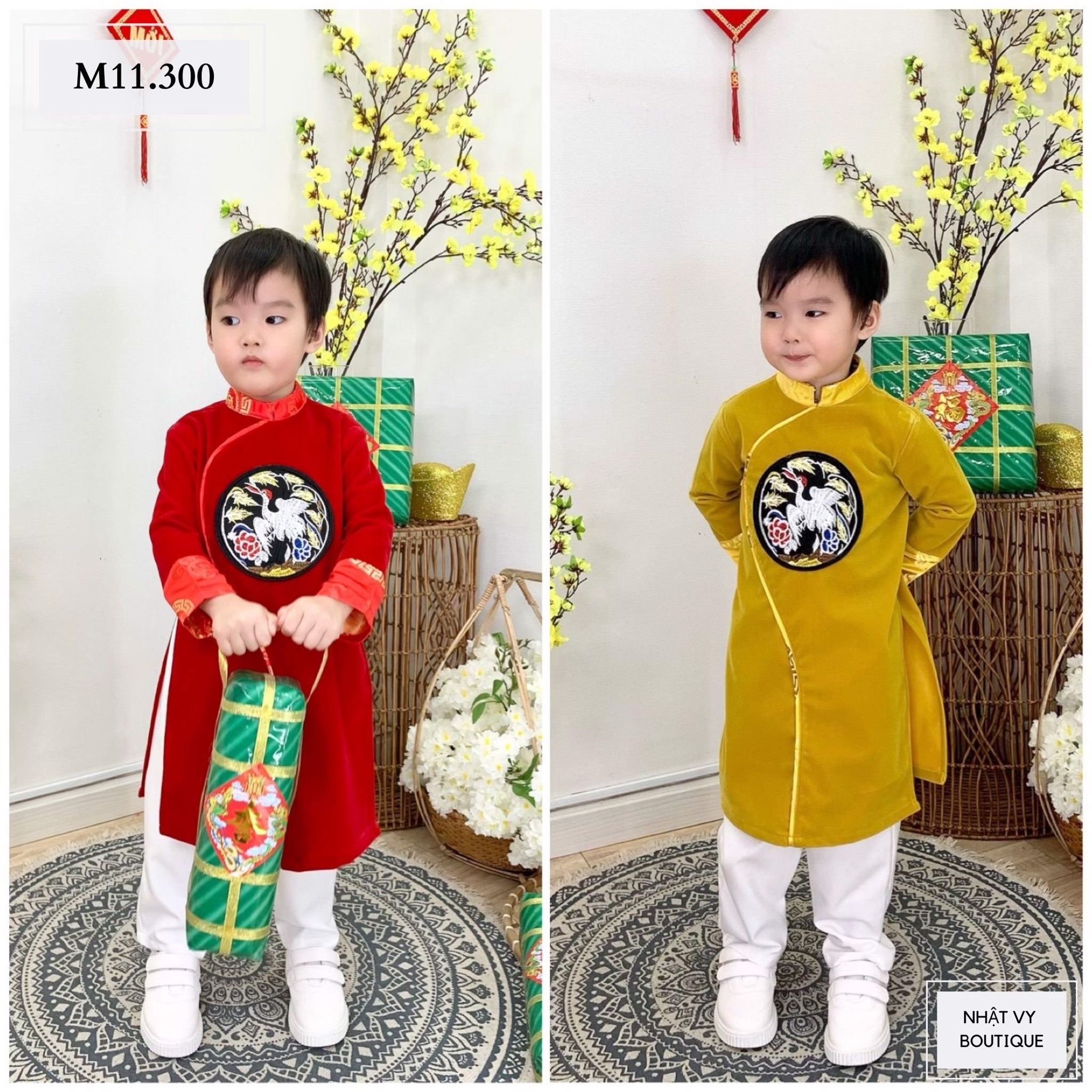 M11-ÁO DÀI BÉ TRAI HÌNH TRÒN ĐEN