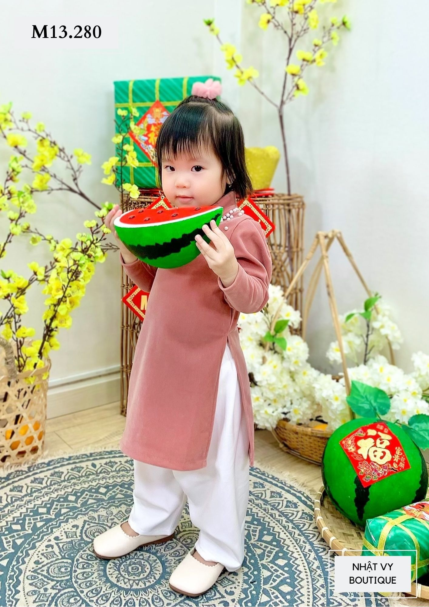 ÁO DÀI BÉ GÁI ĐÍNH NGỌC M13