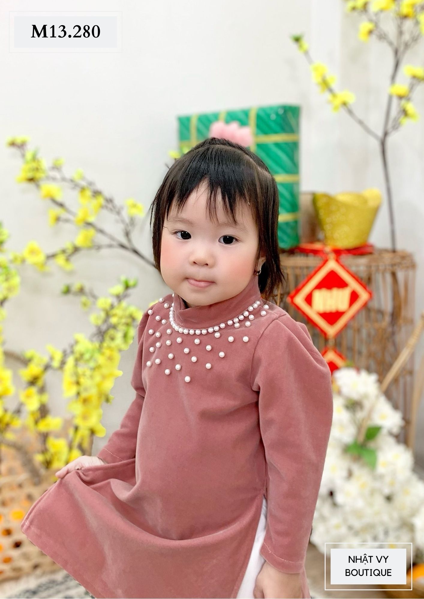 ÁO DÀI BÉ GÁI ĐÍNH NGỌC M13