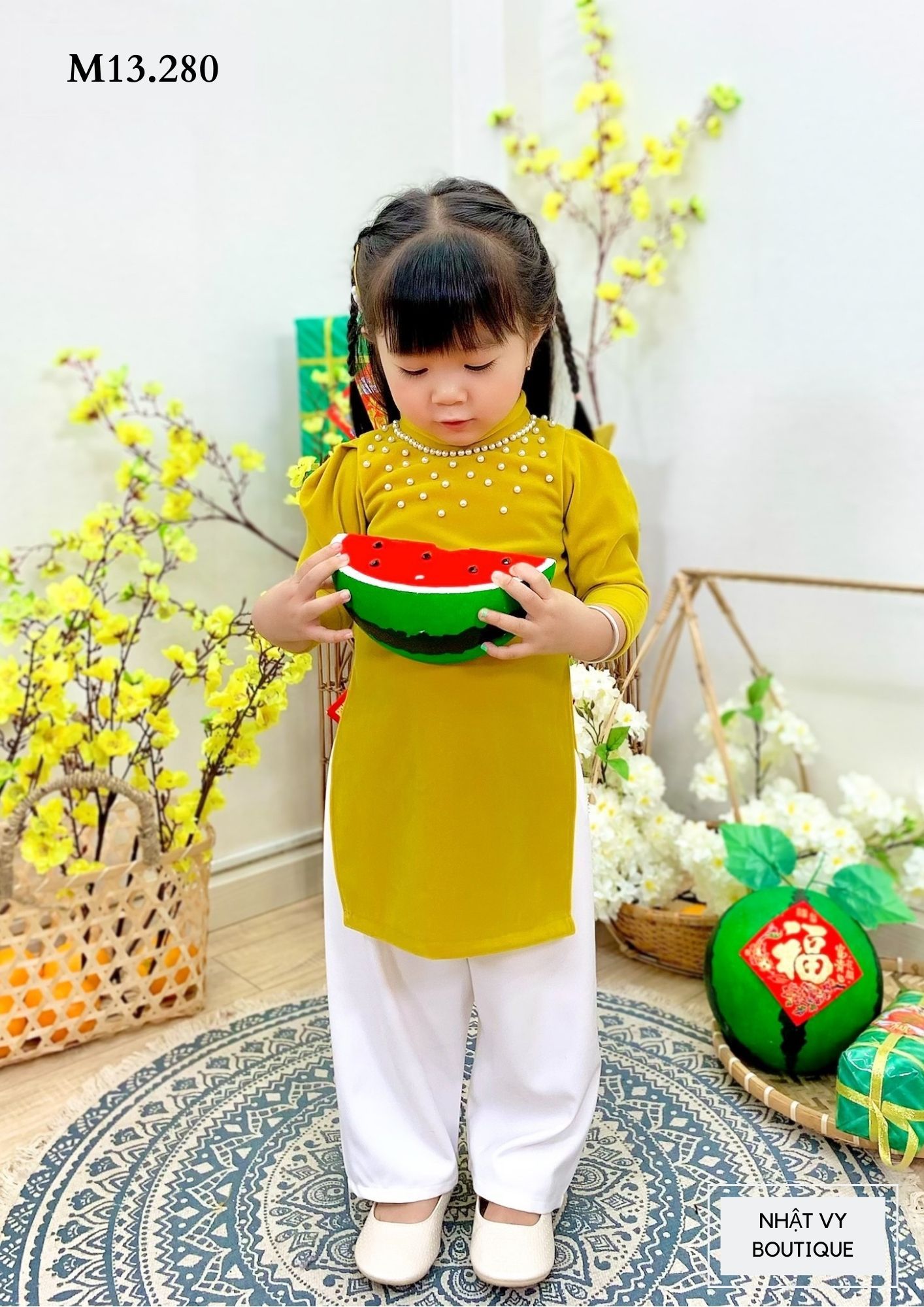 ÁO DÀI BÉ GÁI ĐÍNH NGỌC M13