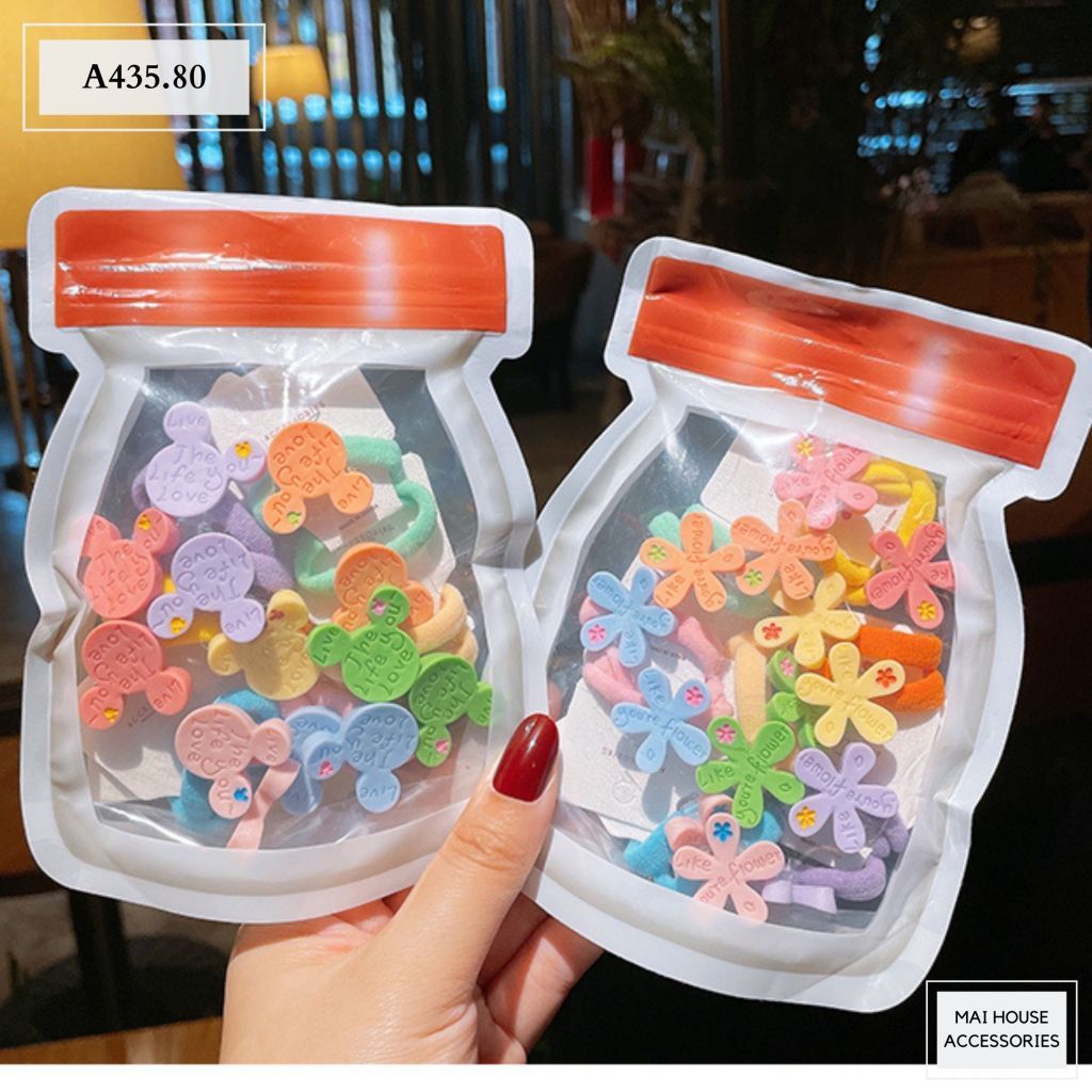 SET 10 CỘT TÓC BÉ TÚI HÌNH LỌ A435