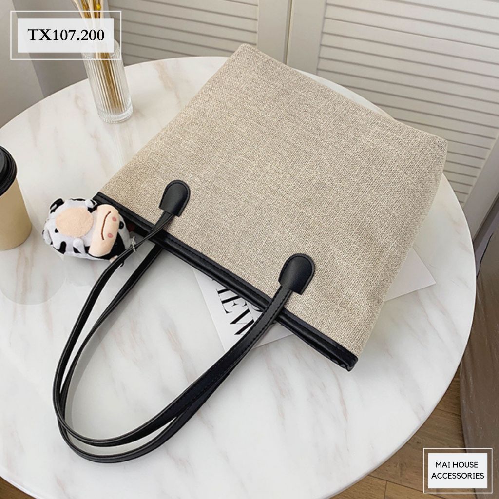 TÚI TRƠN FORM TO + MÓC KHOÁ BÒ SỮA - TX107