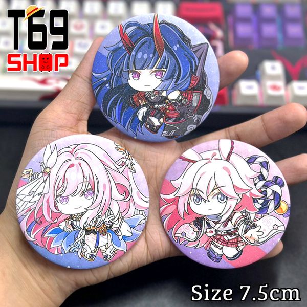 Huy hiệu game Honkai Impact 3 có hiệu ứng kim tuyến (Size 7.5cm)