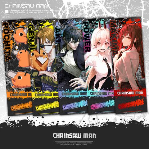 Vé laser anime Chainsaw Man - Thẻ Bookmark dùng đánh dấu trang (Có hologram lấp lánh)