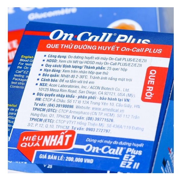 Que Thử Máy Đo Đường Huyết On-Call Plus (25 Que/Hộp)