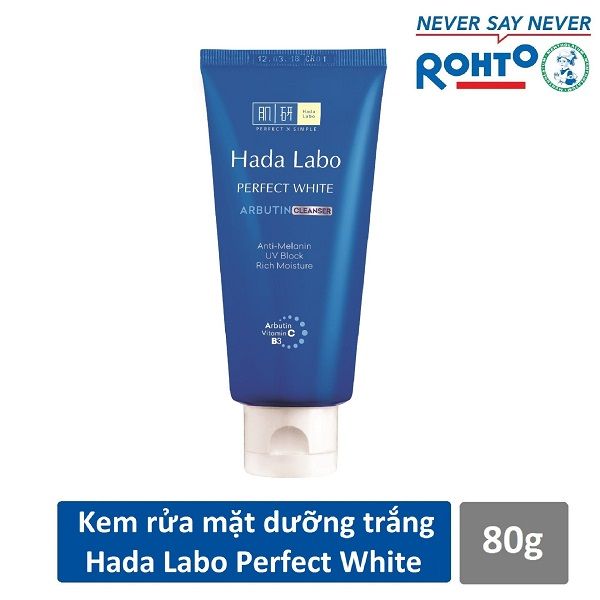 Kem Rửa Mặt Dưỡng Trắng Hada Labo Perfect White Arbutin Cleanser 80g