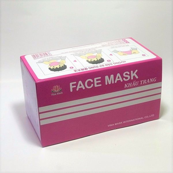 Khẩu Trang Màu Hồng Vina Mask Hộp 55 Cái