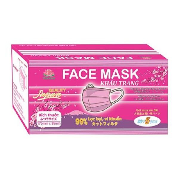 Khẩu Trang Màu Hồng Vina Mask Hộp 55 Cái