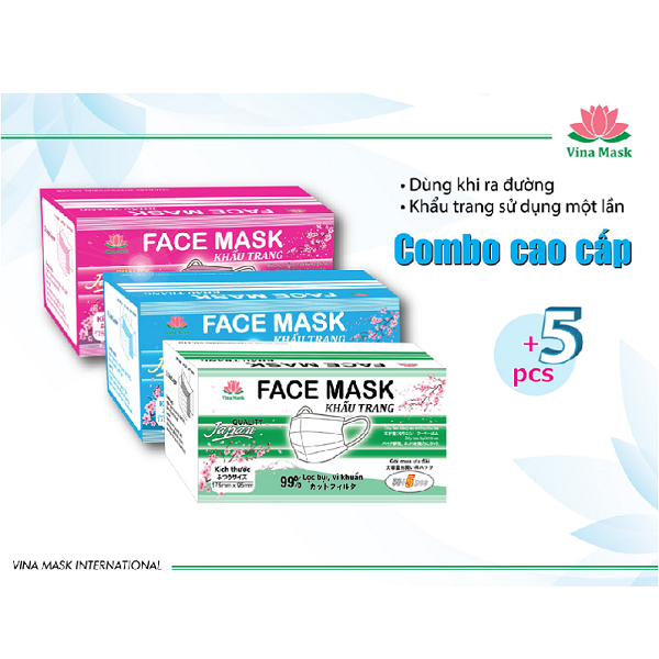 Khẩu Trang Màu Hồng Vina Mask Hộp 55 Cái