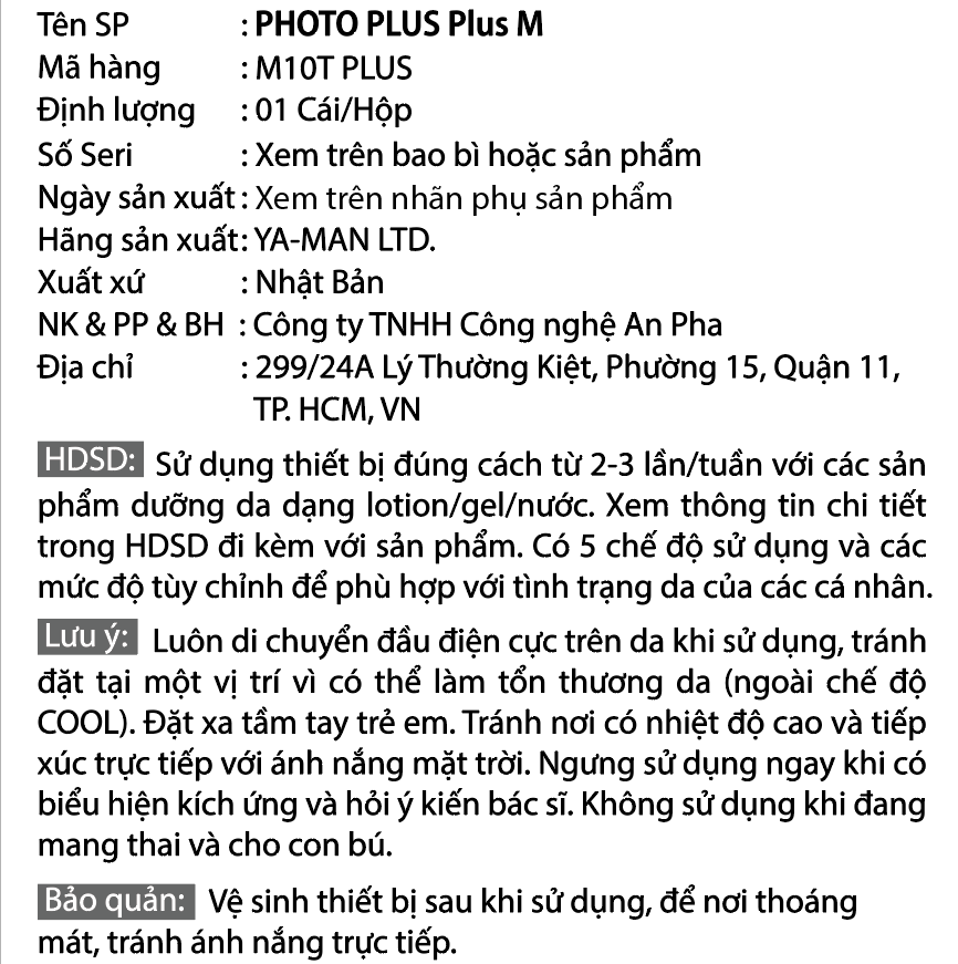  Photo PLUS Plus M M10T-PLUS - Nâng Cơ Mặt Và Chăm Sóc Vùng Mắt 